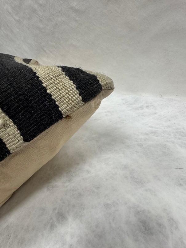 Turkish Hemp Pillow Cushion Natural Beige Black Pillow Cushion Cover 16" x 24" #30266