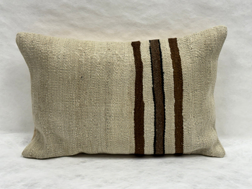 Turkish Hemp Pillow Cushion Natural Beige Brown Black Pillow Cushion Cover 16" x 24" #30247