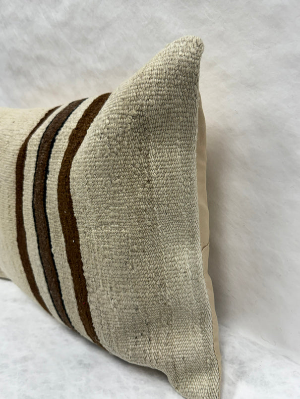 Turkish Hemp Pillow Cushion Natural Beige Brown Black Pillow Cushion Cover 16" x 24" #30247