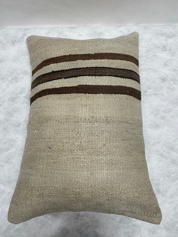 Turkish Hemp Pillow Cushion Natural Beige Brown Black Pillow Cushion Cover 16" x 24" #30247