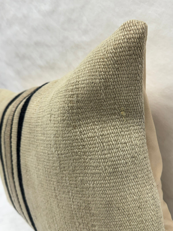 Turkish Hemp Pillow Cushion Natural Beige Black Pillow Cushion Cover 16" x 24" #30249