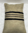 Turkish Hemp Pillow Cushion Natural Beige Black Pillow Cushion Cover 16" x 24" #30249