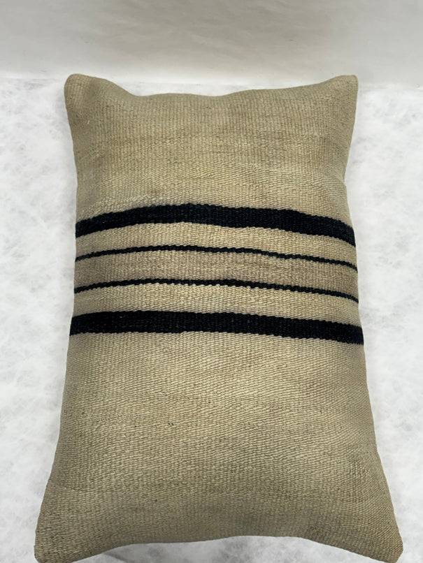 Turkish Hemp Pillow Cushion Natural Beige Black Pillow Cushion Cover 16" x 24" #30249