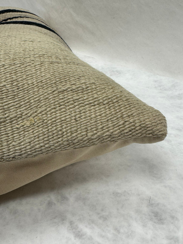 Turkish Hemp Pillow Cushion Natural Beige Black Pillow Cushion Cover 16" x 24" #30249