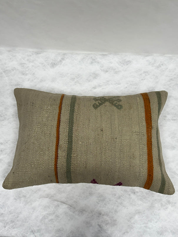 Turkish Hemp Pillow Cushion Natural Beige Rust Green Pillow Cushion Cover 16" x 24" #30250