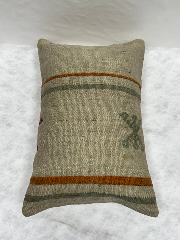 Turkish Hemp Pillow Cushion Natural Beige Rust Green Pillow Cushion Cover 16" x 24" #30250