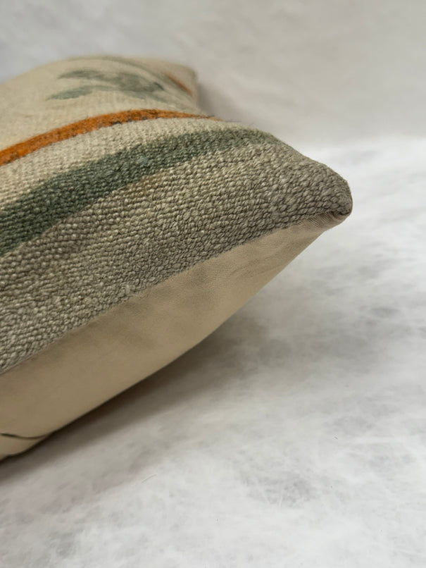 Turkish Hemp Pillow Cushion Natural Beige Rust Green Pillow Cushion Cover 16" x 24" #30250