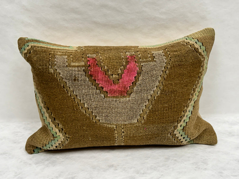 Turkish Hemp Pillow Cushion Natural Brown Gray Pink Pillow Cushion Cover 16" x 24" #30255