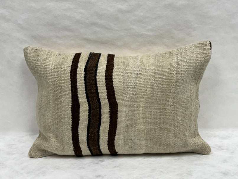 Turkish Hemp Pillow Cushion Natural Beige Brown Black Pillow Cushion Cover 16" x 24" #30257