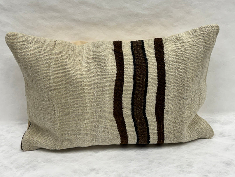 Turkish Hemp Pillow Cushion Natural Beige Brown Black Pillow Cushion Cover 16" x 24" #30257