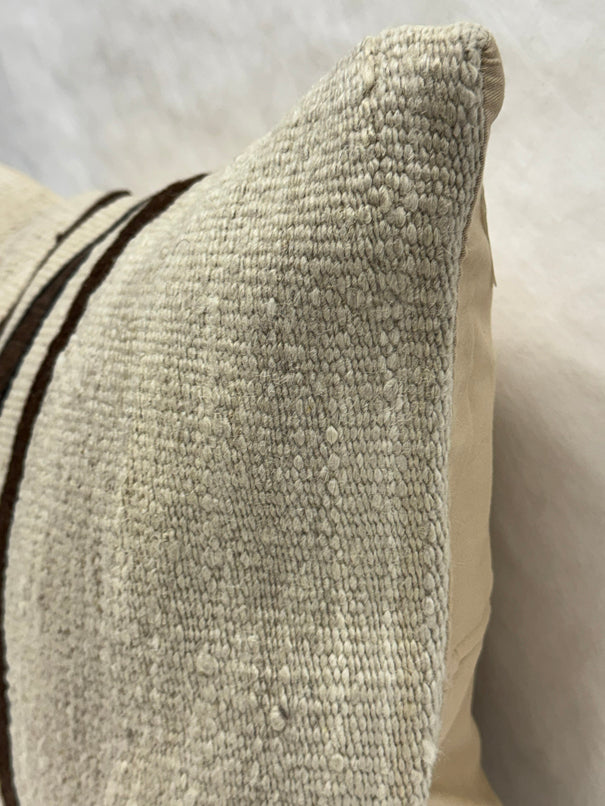 Turkish Hemp Pillow Cushion Natural Beige Brown Black Pillow Cushion Cover 16" x 24" #30257