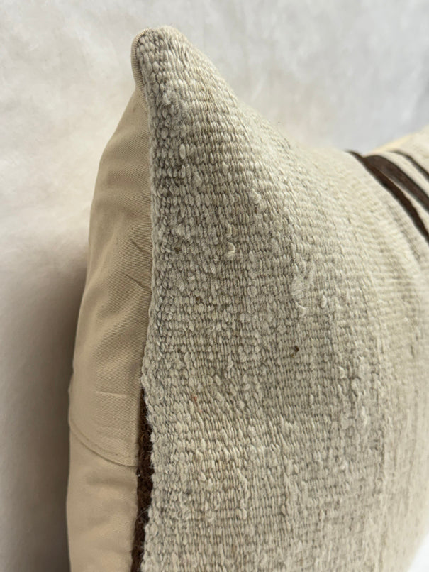Turkish Hemp Pillow Cushion Natural Beige Brown Black Pillow Cushion Cover 16" x 24" #30257