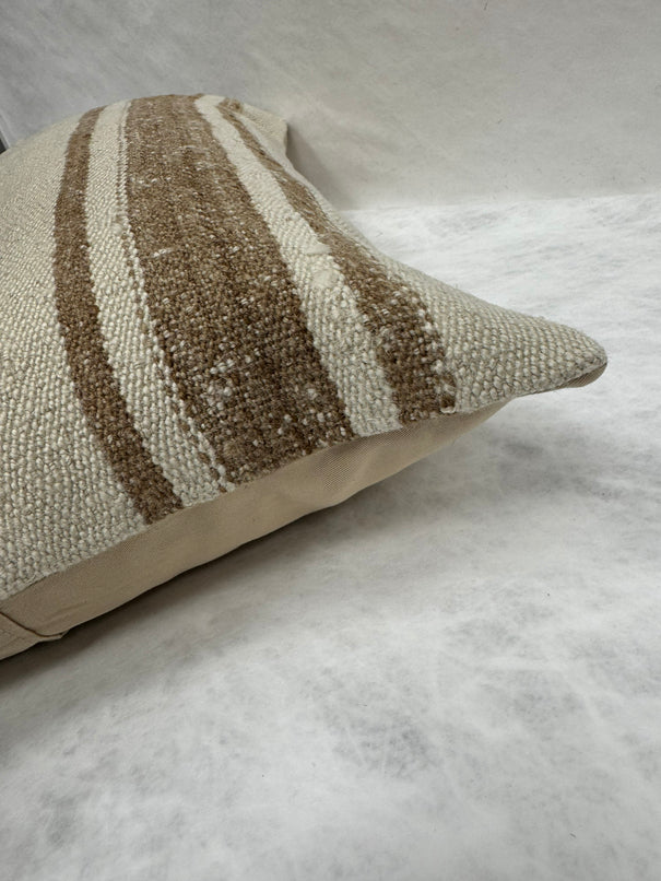 Turkish Hemp Pillow Cushion Natural Beige Brown Pillow Cushion Cover 16" x 24" #30258