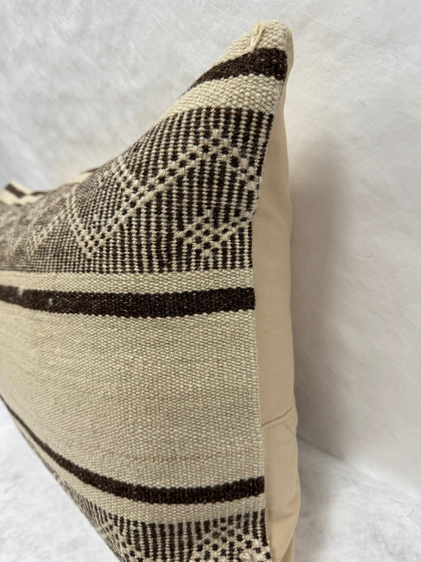 Turkish Hemp Pillow Cushion Natural Beige Brown Pillow Cushion Cover 16" x 24" #30184
