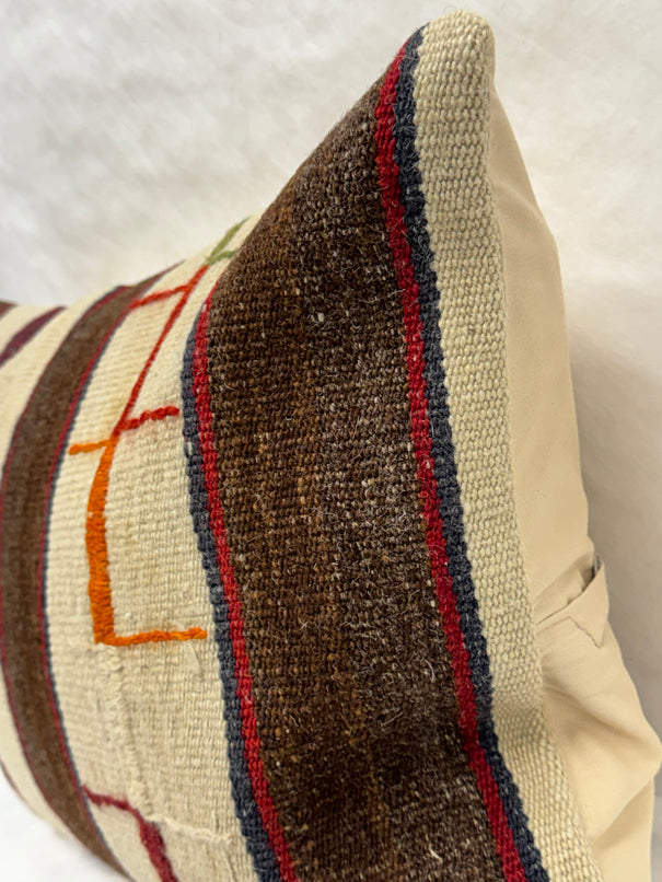 Turkish Hemp Pillow Cushion Natural Beige Brown Red Green Pillow Cushion Cover 16" x 24" #30183