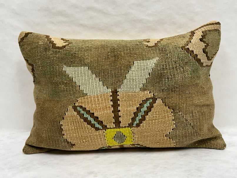 Turkish Hemp Pillow Cushion Natural Brown Blue Yellow Pillow Cushion Cover 16" x 24" #30182