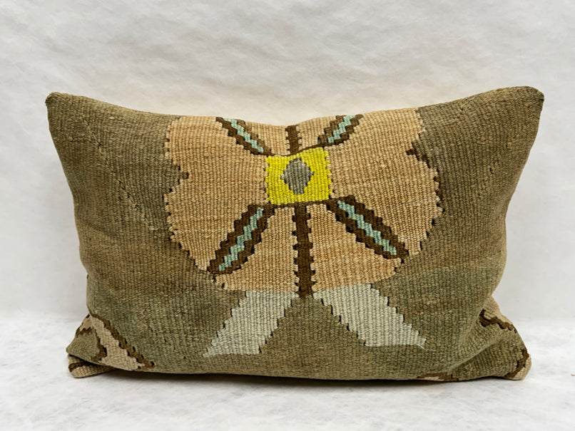 Turkish Hemp Pillow Cushion Natural Brown Blue Yellow Pillow Cushion Cover 16" x 24" #30182