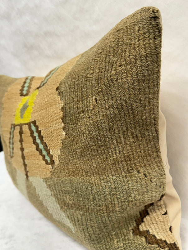 Turkish Hemp Pillow Cushion Natural Brown Blue Yellow Pillow Cushion Cover 16" x 24" #30182