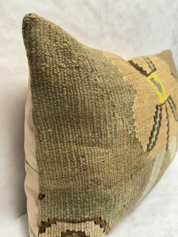 Turkish Hemp Pillow Cushion Natural Brown Blue Yellow Pillow Cushion Cover 16" x 24" #30182