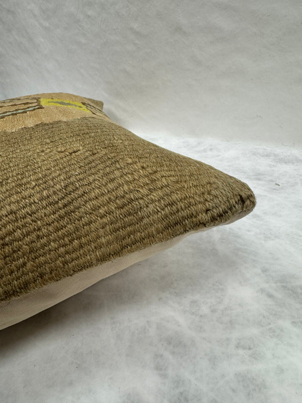 Turkish Hemp Pillow Cushion Natural Brown Blue Yellow Pillow Cushion Cover 16" x 24" #30182