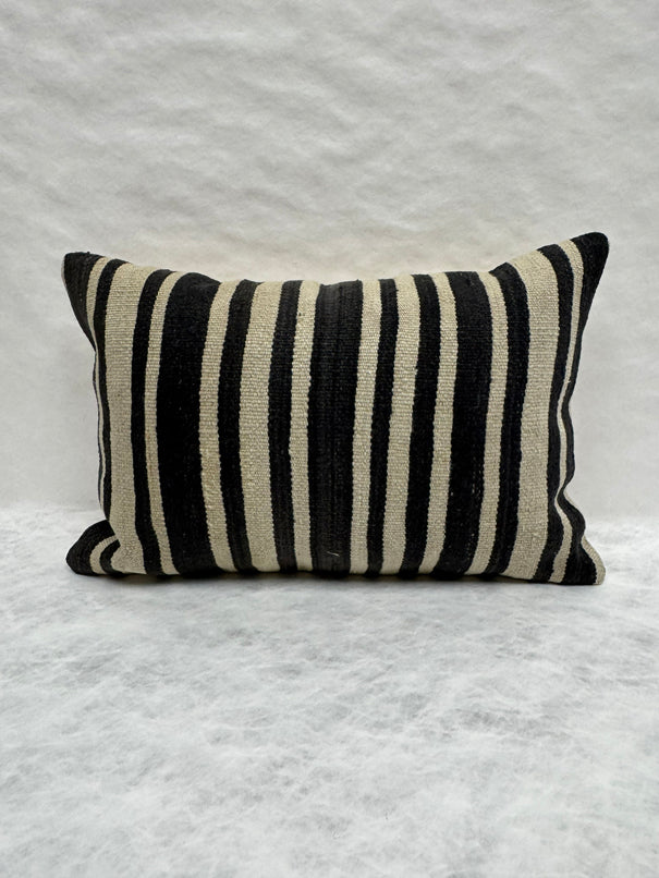 Turkish Hemp Pillow Cushion Natural Beige Black Pillow Cushion Cover 16" x 24" #30180