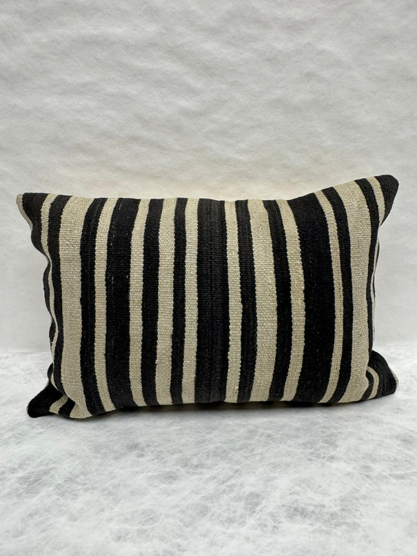 Turkish Hemp Pillow Cushion Natural Beige Black Pillow Cushion Cover 16" x 24" #30180