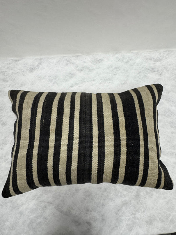 Turkish Hemp Pillow Cushion Natural Beige Black Pillow Cushion Cover 16" x 24" #30180