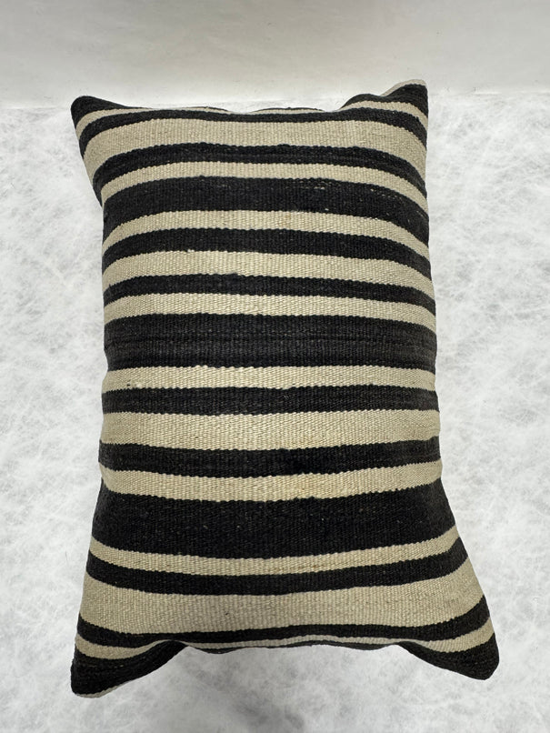 Turkish Hemp Pillow Cushion Natural Beige Black Pillow Cushion Cover 16" x 24" #30180