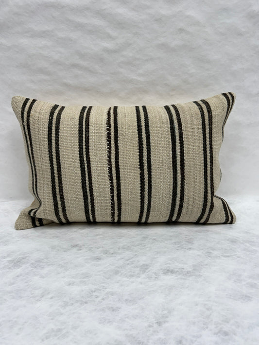 Turkish Hemp Pillow Cushion Natural Beige Black Pillow Cushion Cover 16" x 24" #30178