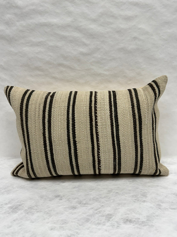 Turkish Hemp Pillow Cushion Natural Beige Black Pillow Cushion Cover 16" x 24" #30178