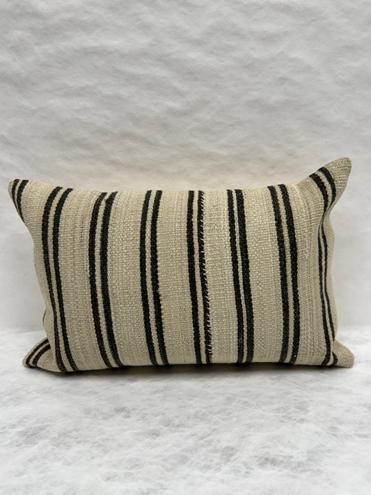 Turkish Hemp Pillow Cushion Natural Beige Black Pillow Cushion Cover 16" x 24" #30178
