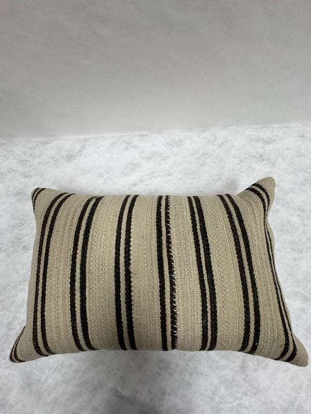 Turkish Hemp Pillow Cushion Natural Beige Black Pillow Cushion Cover 16" x 24" #30178