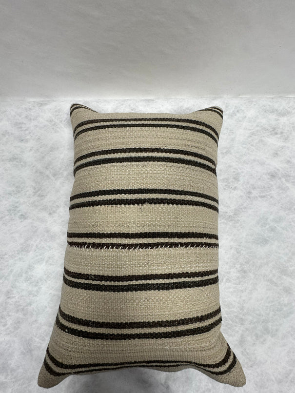 Turkish Hemp Pillow Cushion Natural Beige Black Pillow Cushion Cover 16" x 24" #30178