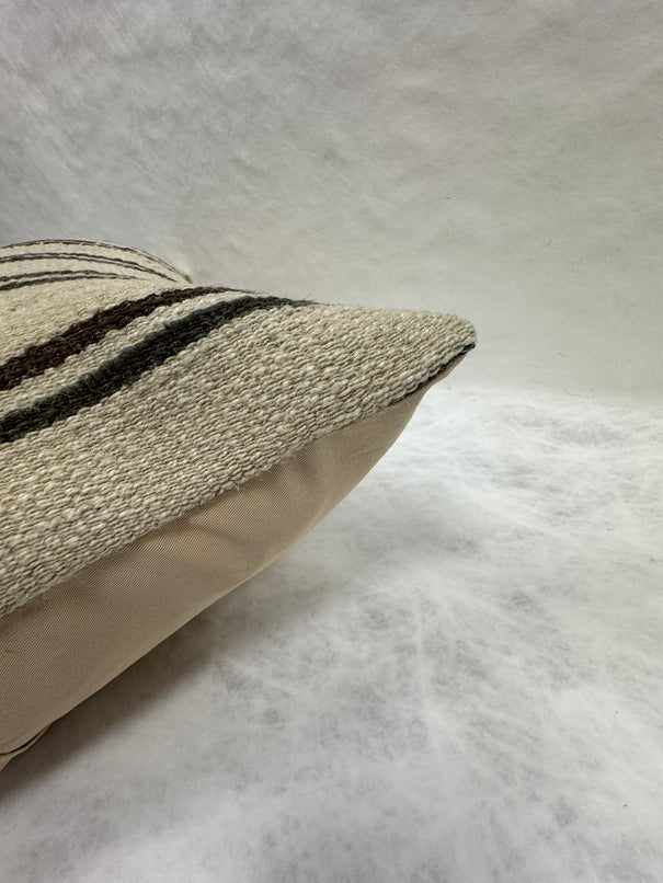 Turkish Hemp Pillow Cushion Natural Beige Black Pillow Cushion Cover 16" x 24" #30178
