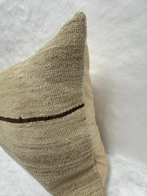 Turkish Hemp Pillow Cushion Natural Beige Brown Pillow Cushion Cover 16" x 24" #30177