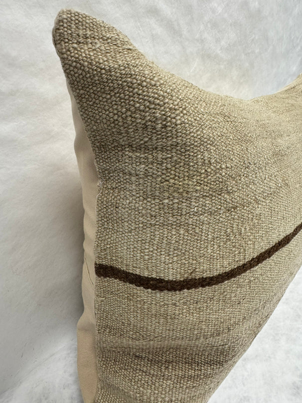 Turkish Hemp Pillow Cushion Natural Beige Brown Pillow Cushion Cover 16" x 24" #30177