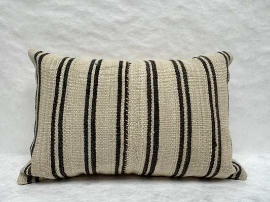 Turkish Hemp Pillow Cushion Natural Beige Black Pillow Cushion Cover 16" x 24" #30256