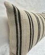 Turkish Hemp Pillow Cushion Natural Beige Black Pillow Cushion Cover 16" x 24" #30256