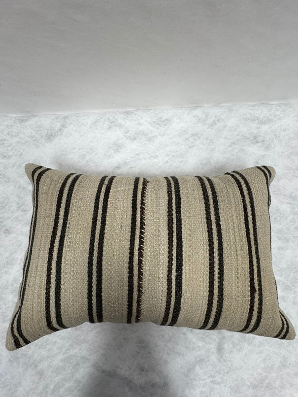 Turkish Hemp Pillow Cushion Natural Beige Black Pillow Cushion Cover 16" x 24" #30256