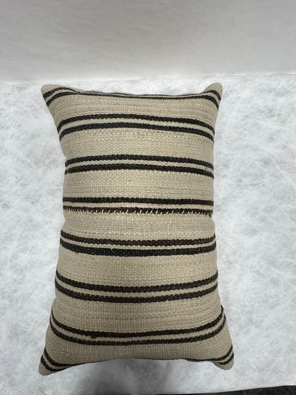 Turkish Hemp Pillow Cushion Natural Beige Black Pillow Cushion Cover 16" x 24" #30256