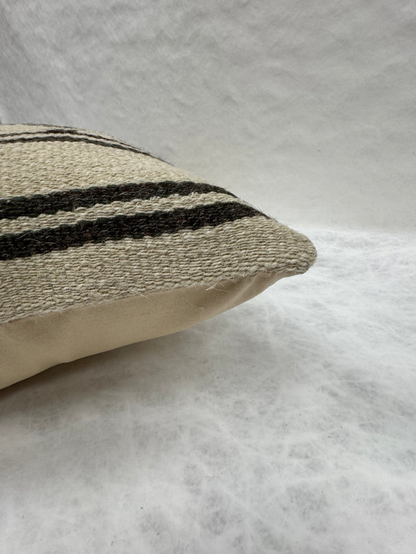 Turkish Hemp Pillow Cushion Natural Beige Black Pillow Cushion Cover 16" x 24" #30256