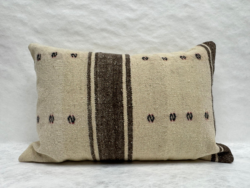 Turkish Hemp Pillow Cushion Natural Beige Brown Pillow Cushion Cover 16" x 24" #30252