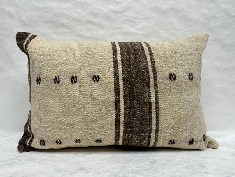 Turkish Hemp Pillow Cushion Natural Beige Brown Pillow Cushion Cover 16" x 24" #30252
