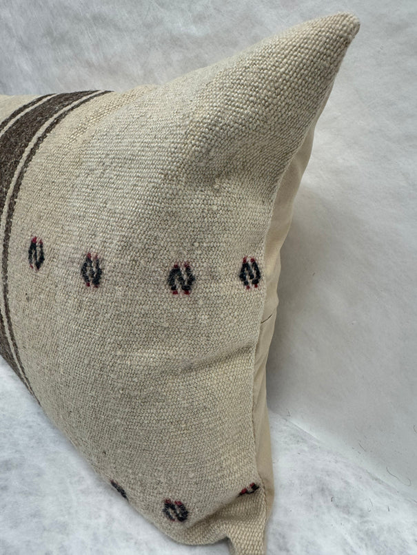 Turkish Hemp Pillow Cushion Natural Beige Brown Pillow Cushion Cover 16" x 24" #30252