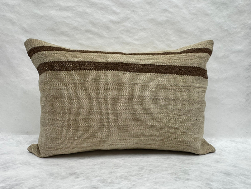 Turkish Hemp Pillow Cushion Natural Beige Brown Pillow Cushion Cover 16" x 24" #30236
