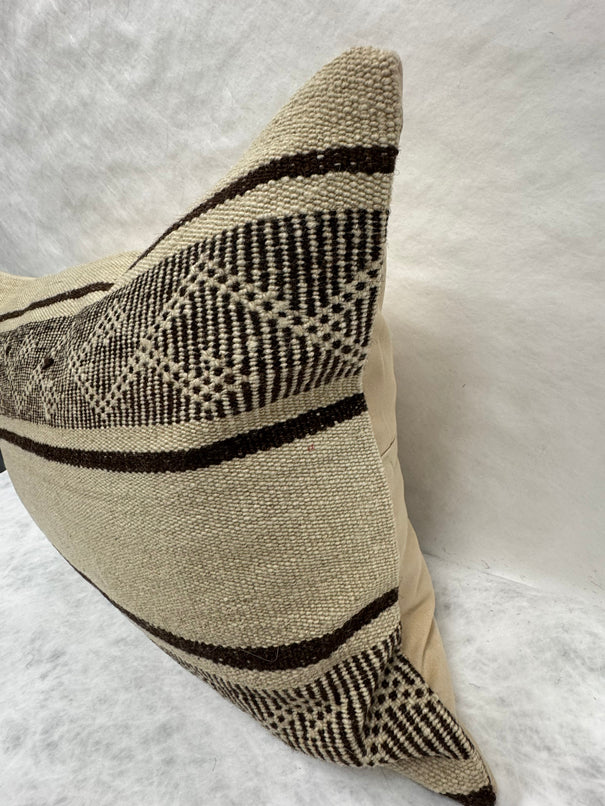 Turkish Hemp Pillow Cushion Natural Beige Brown Pillow Cushion Cover 16" x 24" #30253