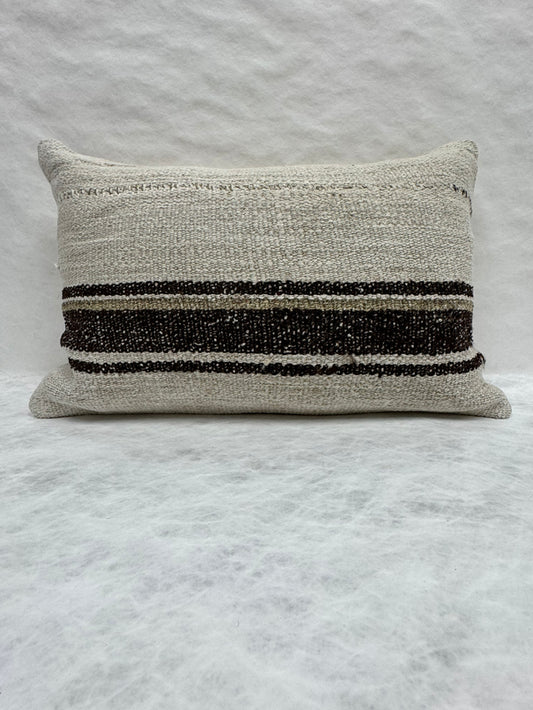 Turkish Hemp Pillow Cushion Natural Cream Black Brown Pillow Cushion Cover 16" x 24" #30265