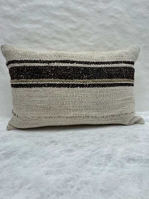 Turkish Hemp Pillow Cushion Natural Cream Black Brown Pillow Cushion Cover 16" x 24" #30265