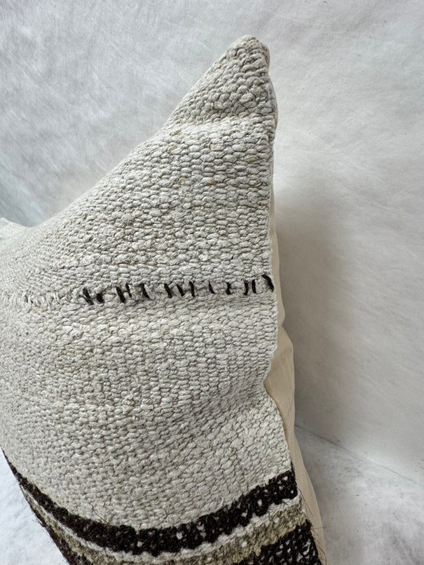 Turkish Hemp Pillow Cushion Natural Cream Black Brown Pillow Cushion Cover 16" x 24" #30265