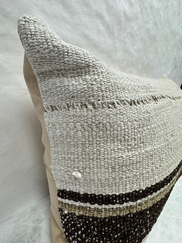 Turkish Hemp Pillow Cushion Natural Cream Black Brown Pillow Cushion Cover 16" x 24" #30265